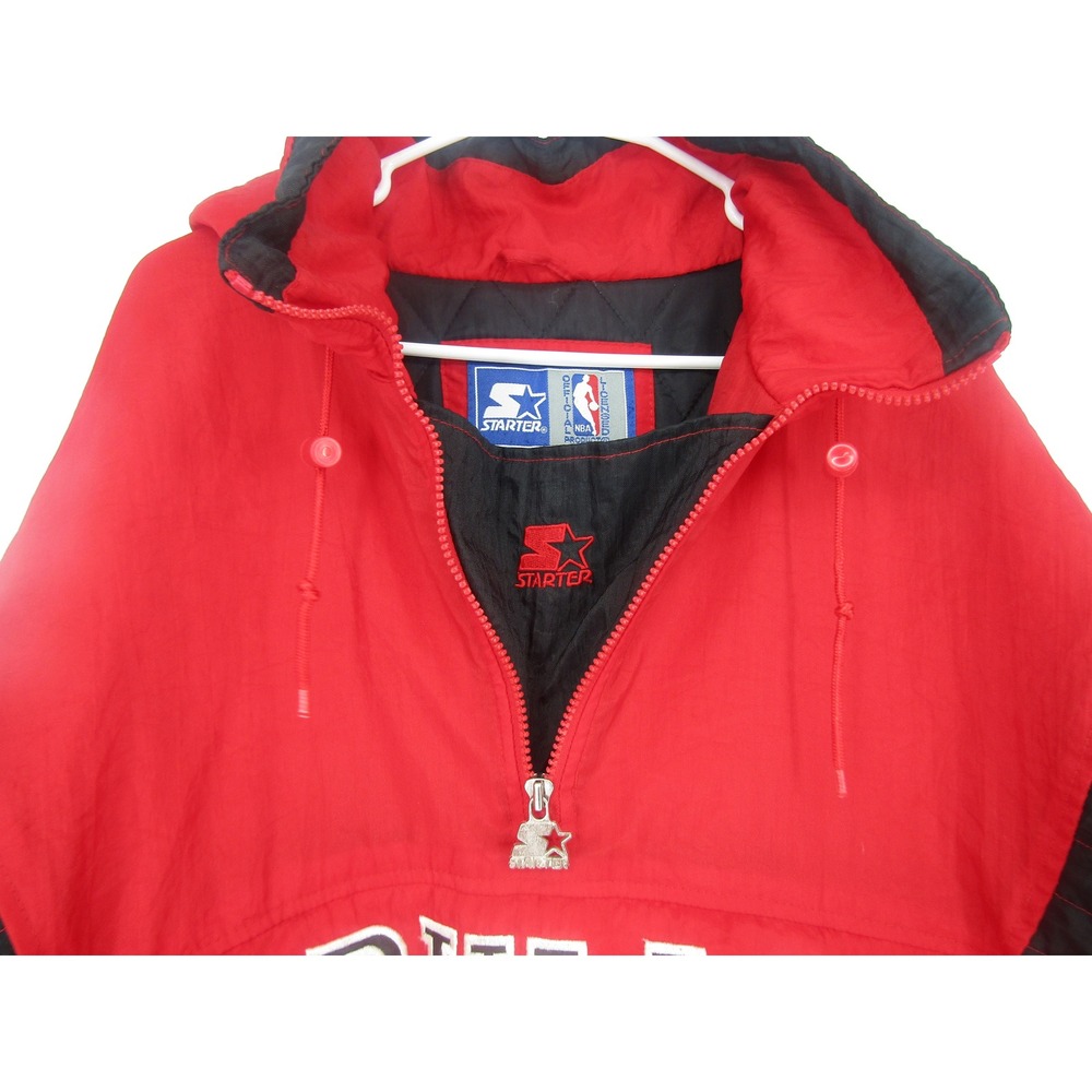 Starter Chicago Bulls Jacket Large Red Vintage 90s NBA Anorak Gorpcore Hip Hop - Picture 13 of 16
